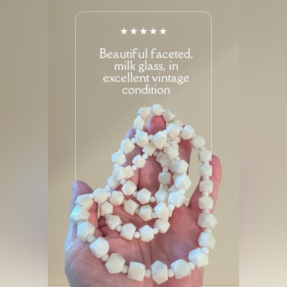 Jewelry - Vintage Off White Faceted Milk Glass Necklace
